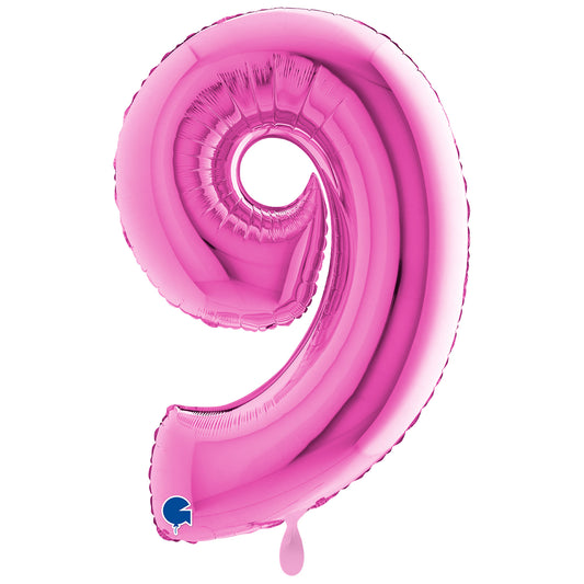 1 Ballon XXL - Zahl 9 - Fuxia