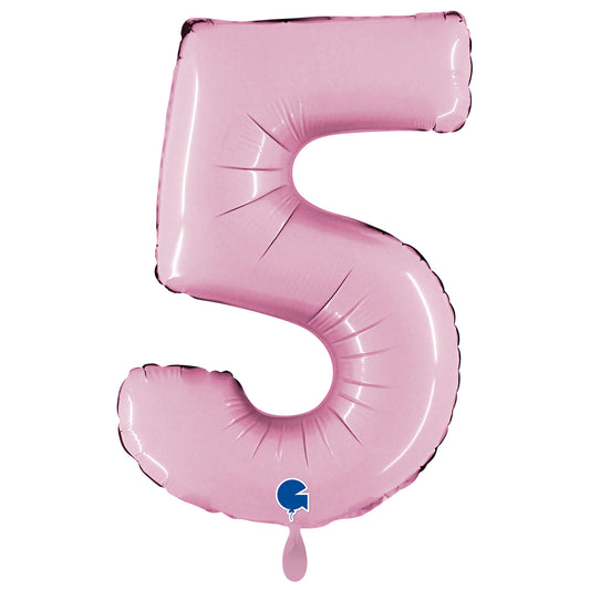 1 Ballon XXL - Zahl 5 - Pastellrosa