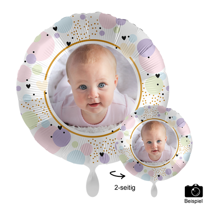 1 Ballon mit Foto - Pastel Hearts