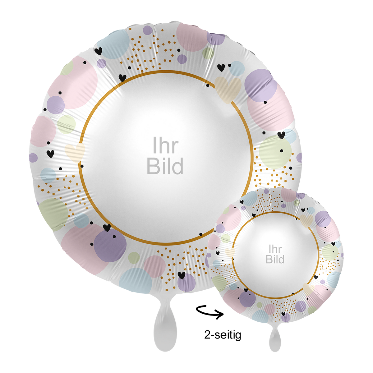 1 Ballon mit Foto - Pastel Hearts