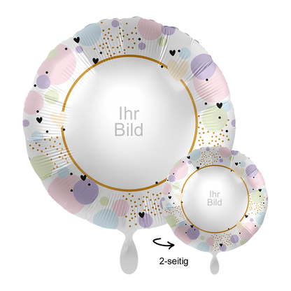 1 Ballon mit Foto - Pastel Hearts