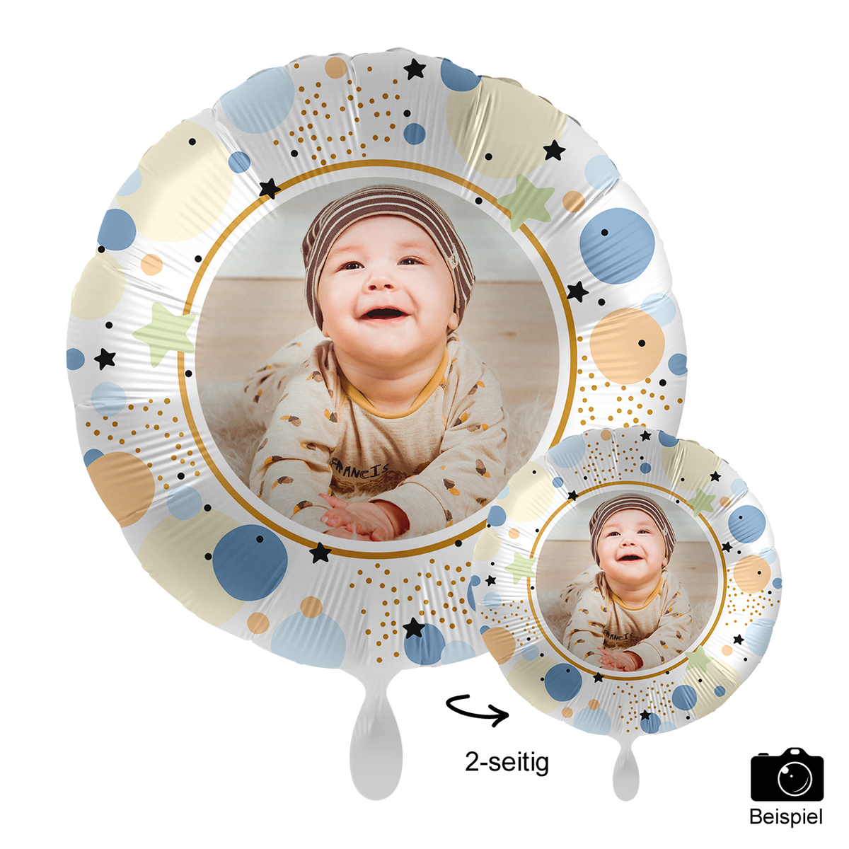 1 Ballon mit Foto - Pastel Stars