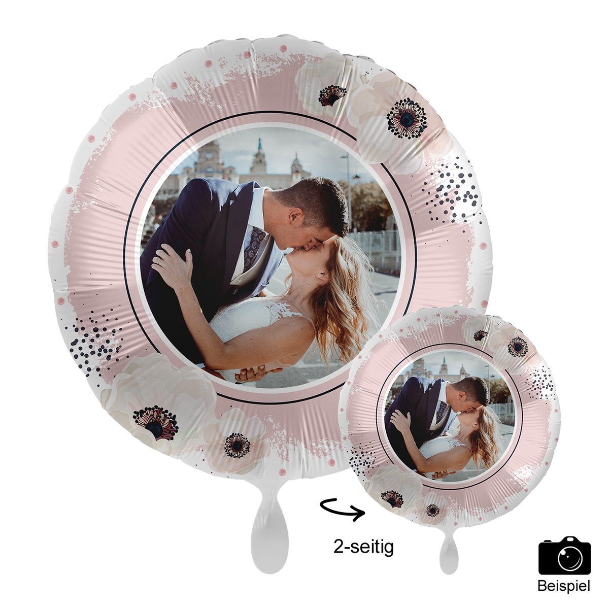 1 Ballon mit Foto - White Flowers
