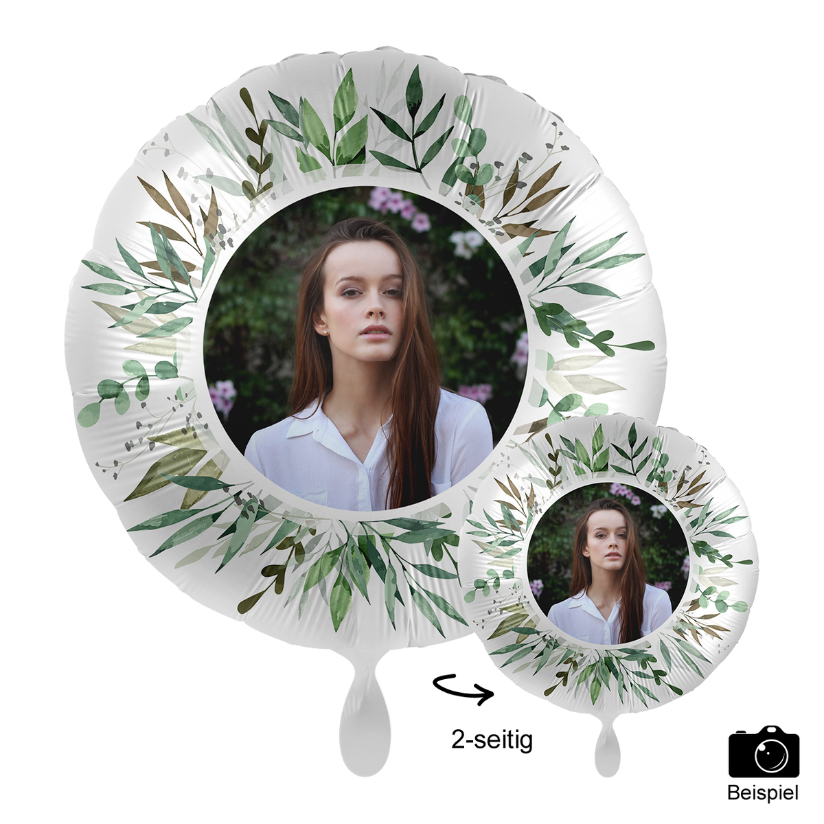 1 Ballon mit Foto - Natural Greenery Birthday