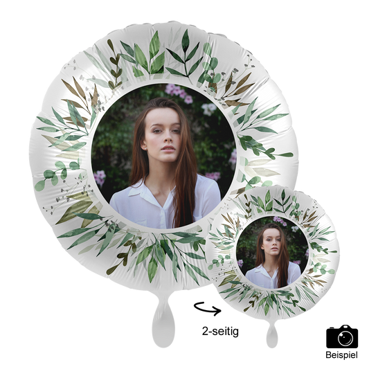 1 Ballon mit Foto - Natural Greenery Birthday