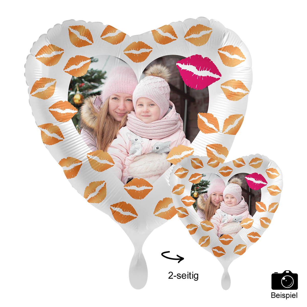 1 Ballon mit Foto - Hugs & Kisses