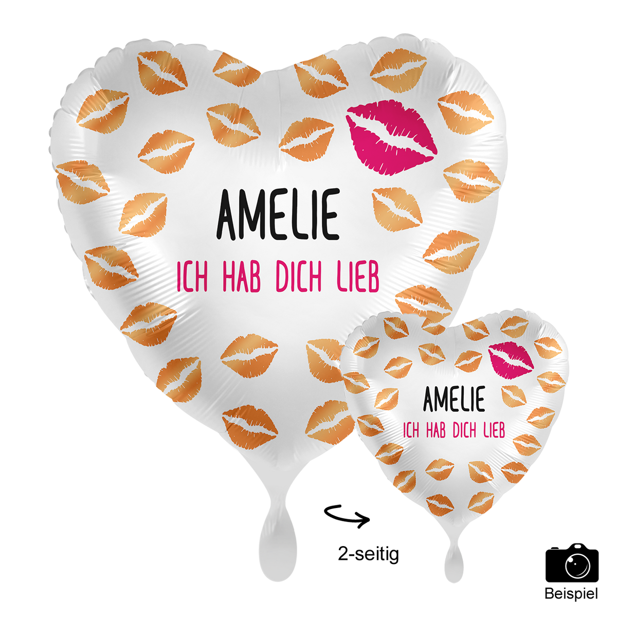 1 Ballon mit Text - Hugs & Kisses