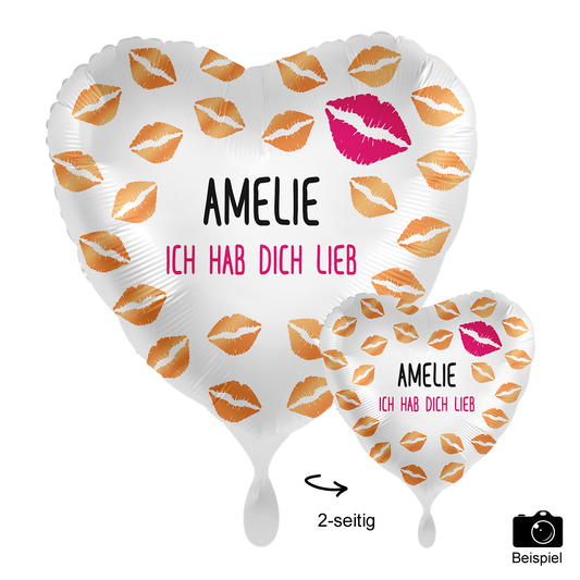 1 Ballon mit Text - Hugs & Kisses