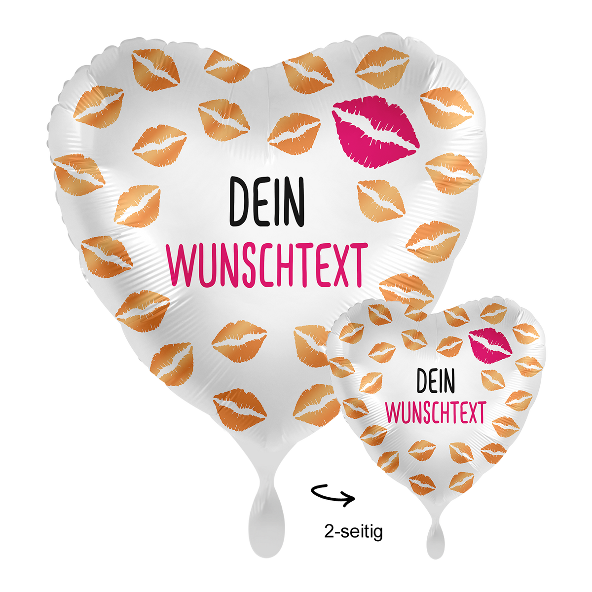1 Ballon mit Text - Hugs & Kisses