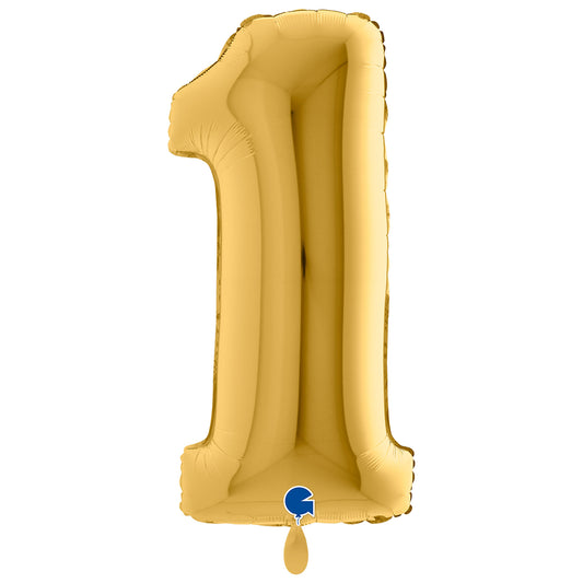 1 Ballon XXL - Zahl 1 - Gold
