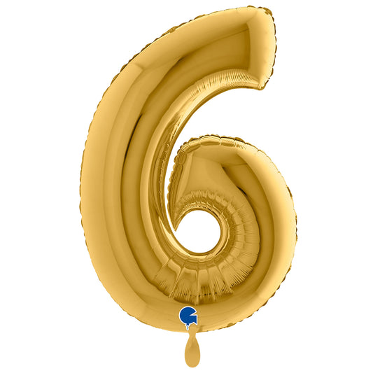 1 Ballon XXL – Cijfer 6 – Goud