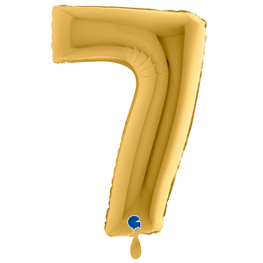 1 Ballon XXL - Zahl 7 - Gold