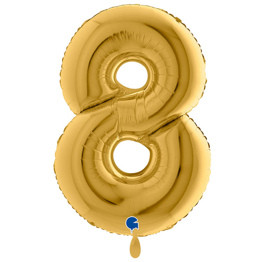 1 Ballon XXL - Nummer 8 - Goud