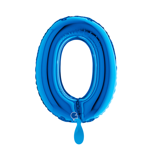 1 Ballon XS - Cijfer 0 - Blauw