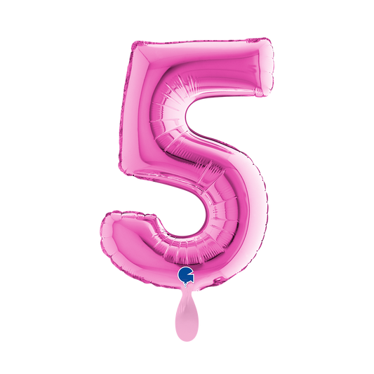 1 Ballon XS - Zahl 5 - Fuxia