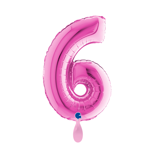 1 Ballon XS - Zahl 6 - Fuxia
