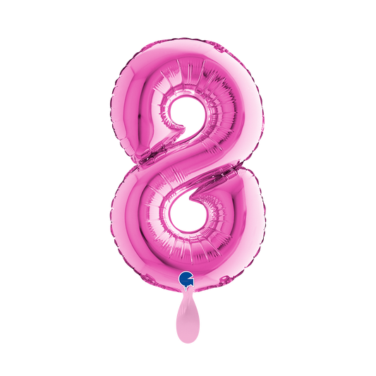 1 Ballon XS - Zahl 8 - Fuchsie