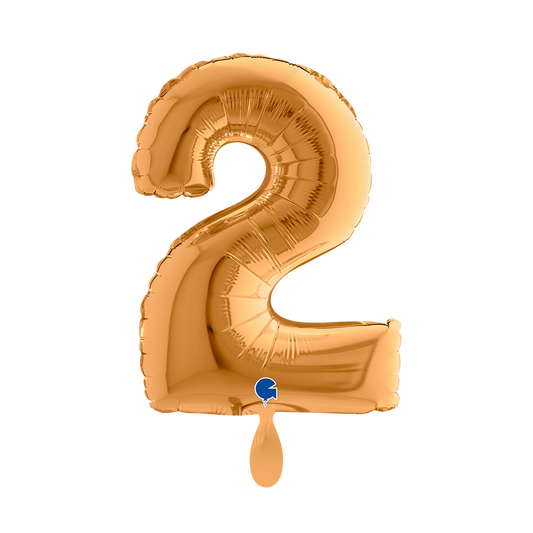 1 Ballon XS - Zahl 2 - Gold