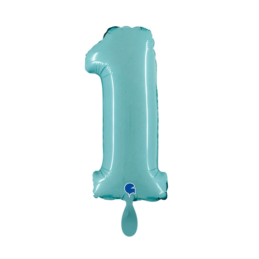 1 Ballon XS - Zahl 1 - Pastellblau