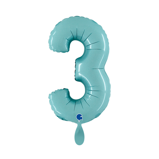 1 Ballon XS - Nummer 3 - Pastelblauw