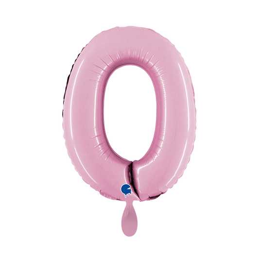 1 Ballon XS - Cijfer 0 - Pastelroze