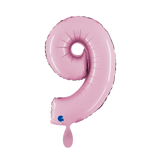 1 Ballon XS - Nummer 9 - Pastelroze