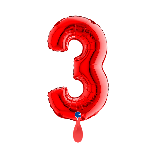 1 Ballon XS – Cijfer 3 – Rood