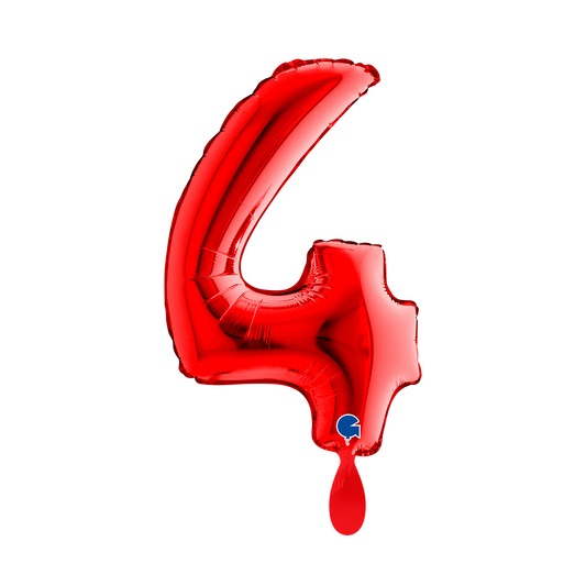 1 Ballon XS - Cijfer 4 - Rood