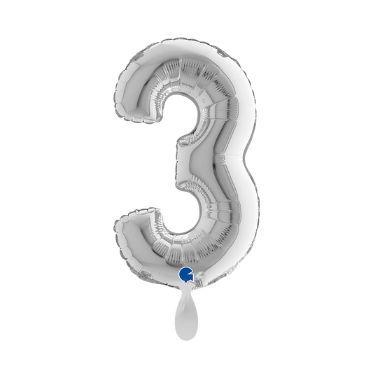 1 Ballon XS - Nummer 3 - Zilver