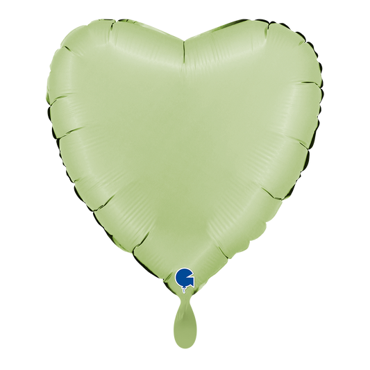 1 Ballon - Hart - Satijn Olijfgroen