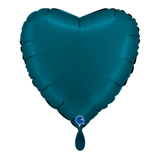 1 Ballon - Hart - Satijn Petrolblauw