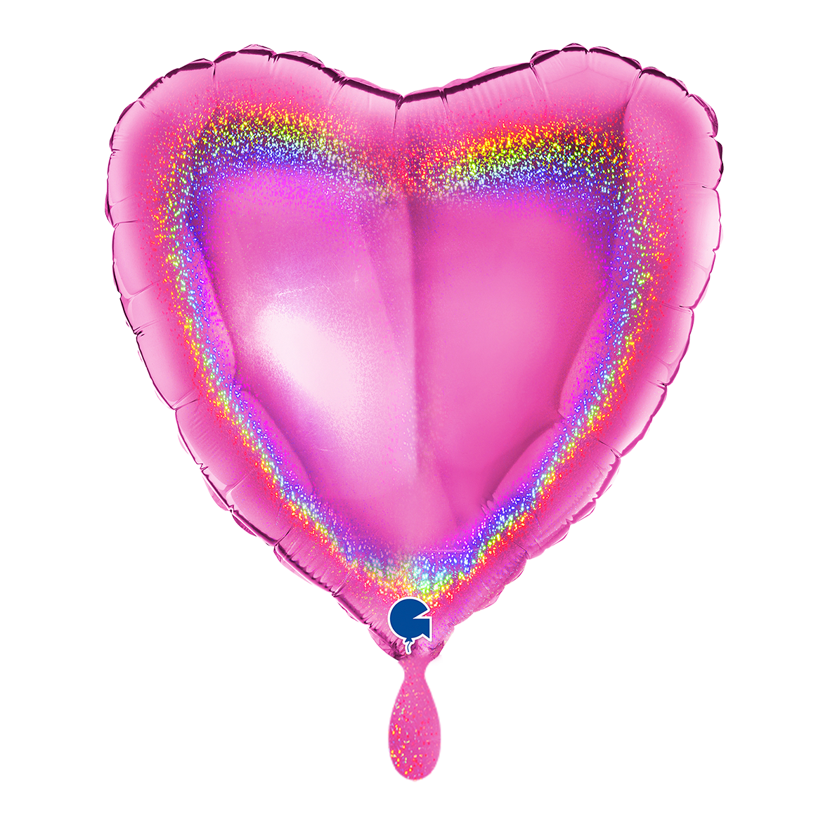 1 Ballon – Hart – Glitter Holografisch Fuxia