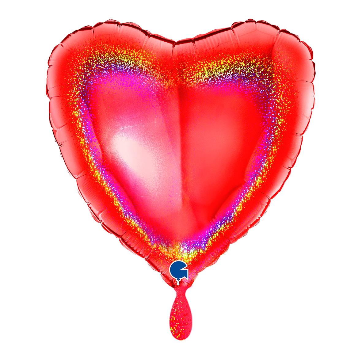 1 Ballon - Herz - Glitter Holografisch Rot