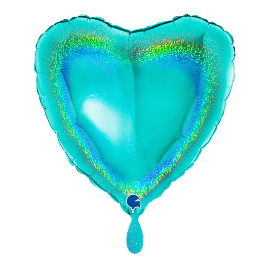 1 Ballon - Hart - Holografisch glinsterend Tiffany