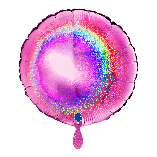1 Ballon - Rond - Glitter holografisch fuchsia