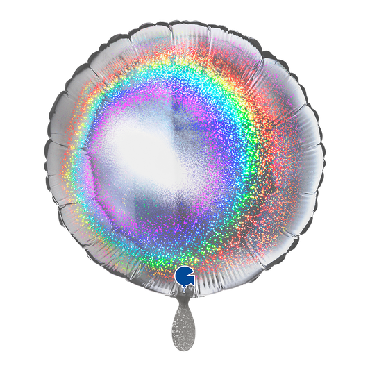 1 Ballon - Rond - Glitter Holografisch Zilver