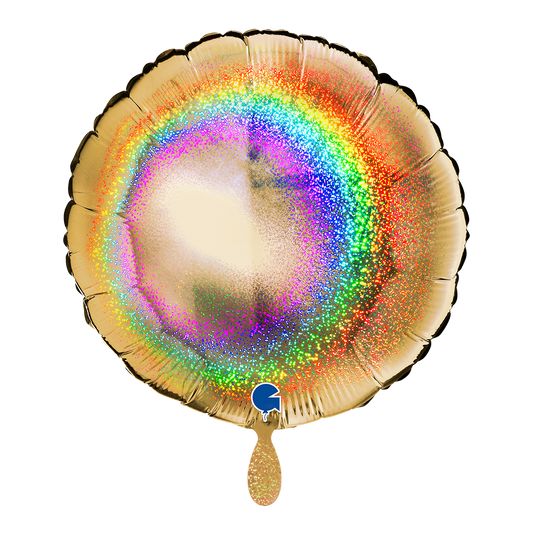 1 Ballon - Rond - Holografisch goud met glitter