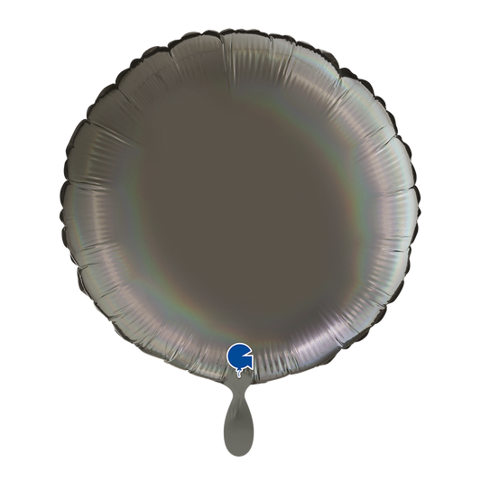 1 Ballon – Rond – Regenboog Holografisch Platina Grijs