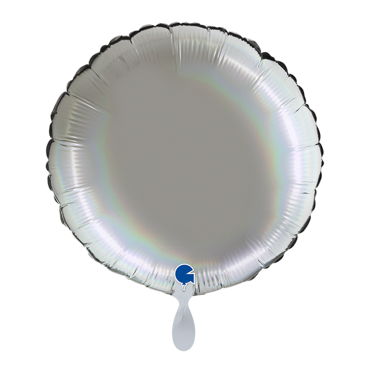 1 Ballon - Rond - Regenboog Holografisch Platina Puur