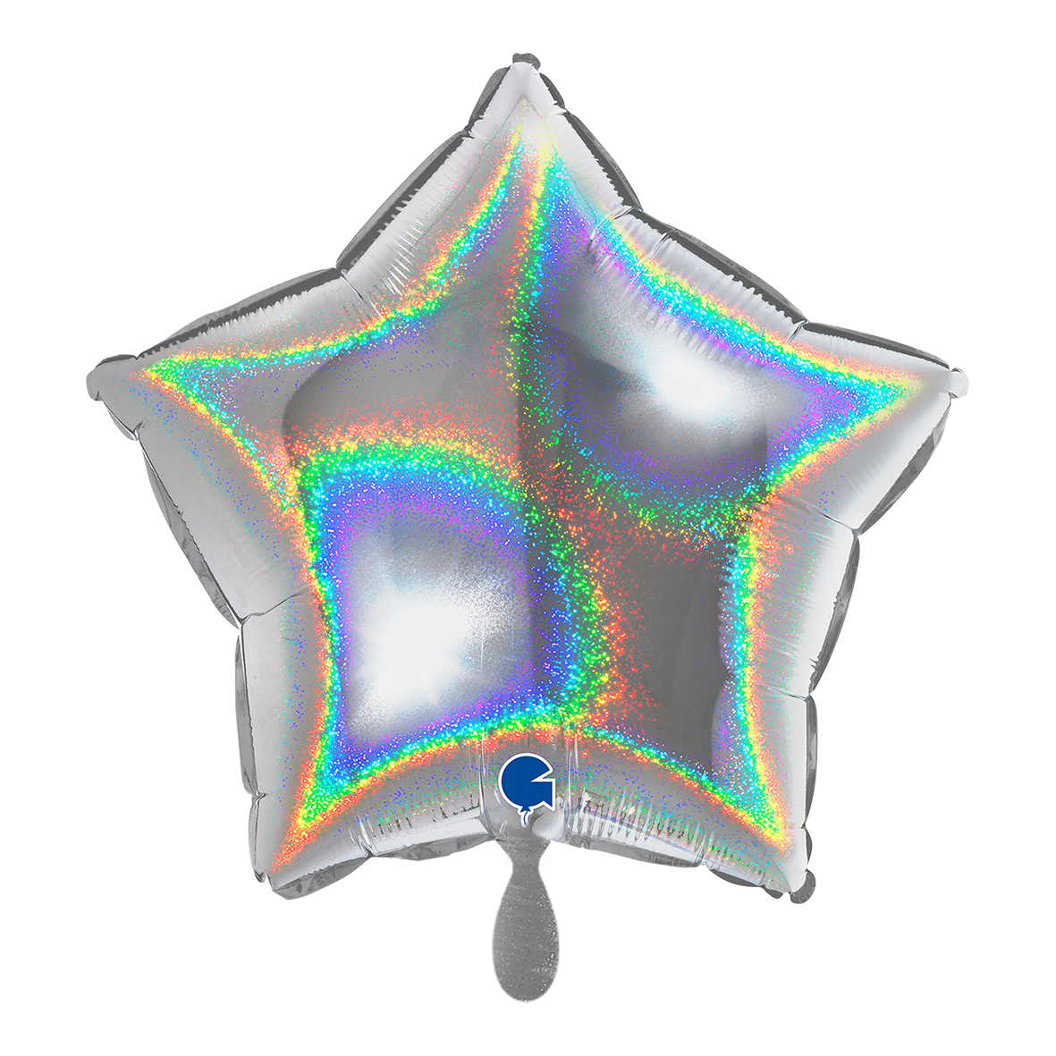 1 Ballon - Ster - Glitter Holografisch Zilver