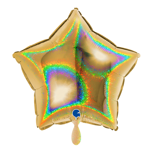 1 Ballon - Ster - Glitter Holografisch Goud