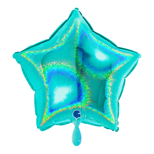1 Ballon - Ster - Glitter Holografisch Tiffany