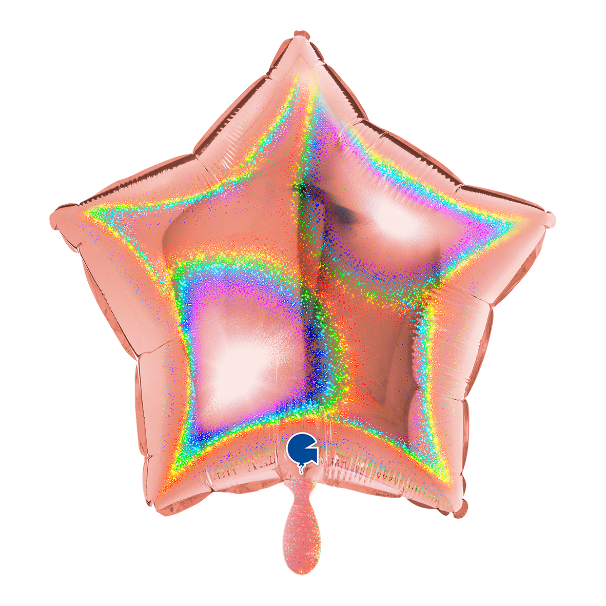 1 Ballon - Ster - Glitter Holografisch Roségoud