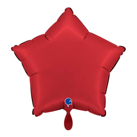 1 Ballon - Ster - Satijn Robijnrood
