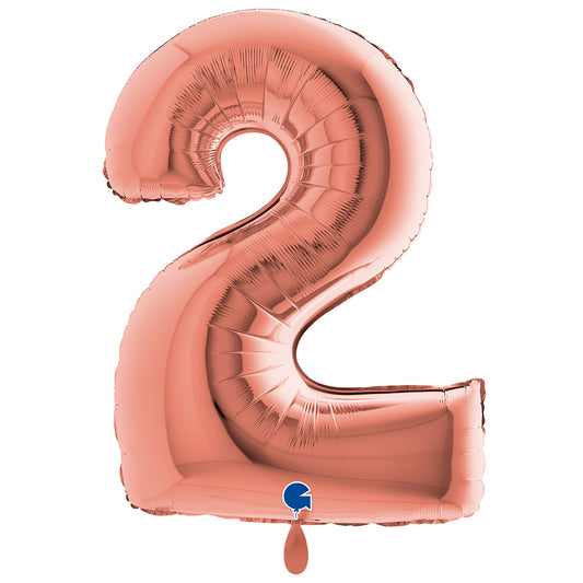 1 Ballon XXL - Cijfer 2 - Roségoud