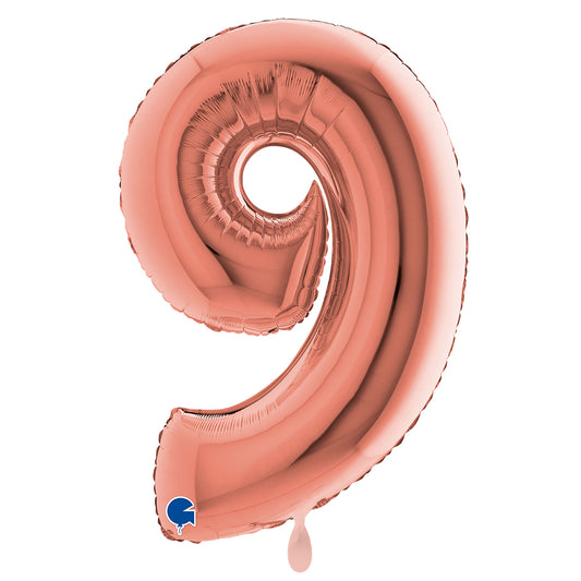 1 Ballon XXL - Cijfer 9 - Roségoud