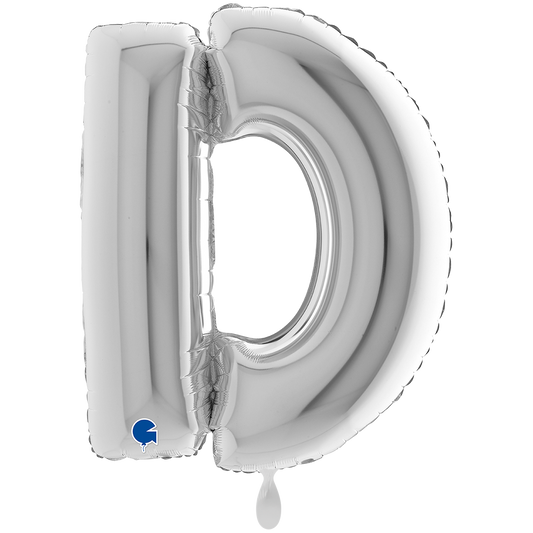 1 Ballon XXL - Letter D - Zilver