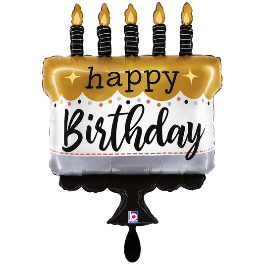 1 ballon XXL - Satijn Metallic BDay Cake
