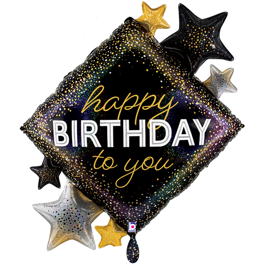 1 Ballon XXL - Metallic Birthday Diamond Stars