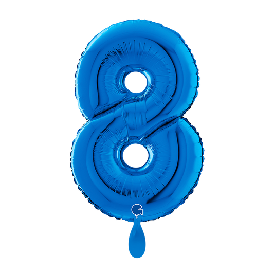 1 Ballon XL - Nummer 8 - Blauw